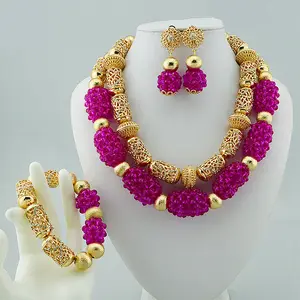 Queency Nigerian Korallen Perlen Schmuck-Set Mode Afrikanische Perlen Set Schmuck Für Frauen