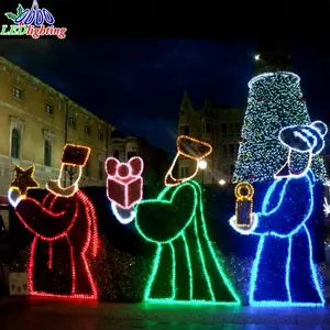 यीशु दृश्य जन्म क्रिसमस आकृति रस्सी रोशनी का नेतृत्व किया