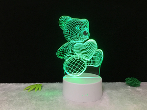 <span class=keywords><strong>3D</strong></span> Illusion Lampade A LED Simpatico Orso <span class=keywords><strong>3D</strong></span> Luce di Notte per I Bambini 7 Colore LED Da Tavolo Scrivania Lampada Bambini Luce con piatto Pannello in Acrilico - Product Image 4