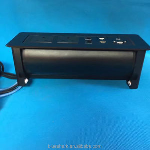 Aluminio negro Reino Unido mesa de conferencias eléctrica arriba afinidad Power Hub con carga USB, HDMI, gato 6, audio - Product Image 4