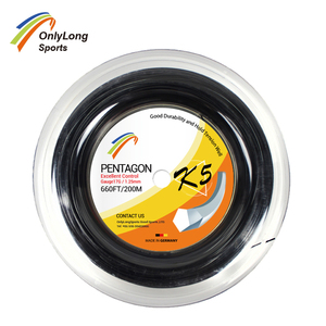 Cordage de tennis ONLYLONG Pentagon K5 17G 1,25 mm Polyester Noir Bobine de 200 m Super confortable Excellent contrôle Puissance parfaite - Product Image 1