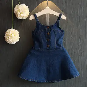 New Product Kids Denim Frock Hawaii Style Backless Dresses