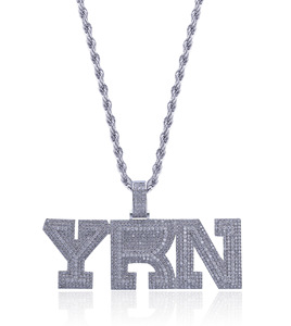 Collier pour homme avec pendentif lettre <span class=keywords><strong>YRN</strong></span> en zircon glacé, style hip-hop Migos, tendance - Product Image 2