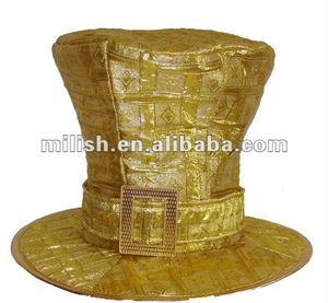 <span class=keywords><strong>Chapeau</strong></span> haut <span class=keywords><strong>de</strong></span> forme rigolo en polyester doré rayé MH-1448 pour <span class=keywords><strong>magicien</strong></span>, accessoire <span class=keywords><strong>de</strong></span> fête d'Halloween - Product Image 3