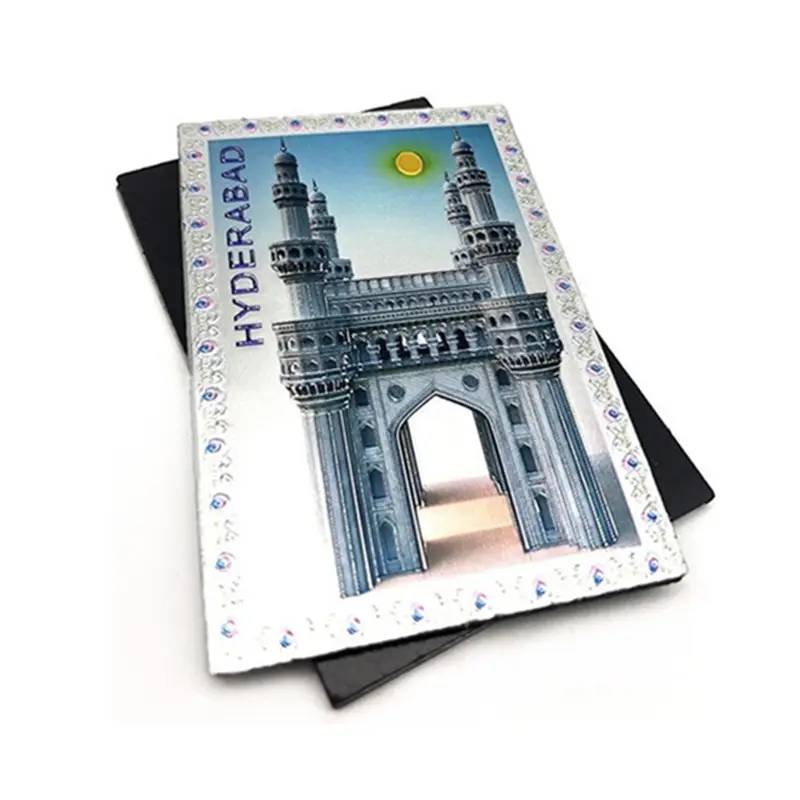 हैदराबाद भारत स्मारिका निर्माण चारमीनार कस्टम फोटो मैग्नेट उच्च गुणवत्ता पहले से शर्त स्मारिका पन्नी मैग्नेट