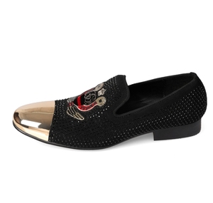 NA190-<span class=keywords><strong>mocasines</strong></span> de Metal hechos a mano con cristales negros para hombre, <span class=keywords><strong>mocasines</strong></span> cómodos con fondo, zapatos de marca de lujo a la moda para el estrés - Product Image 5