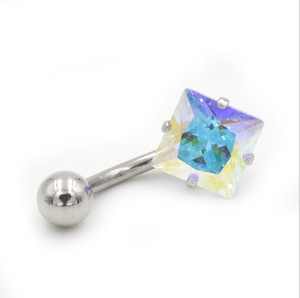 Hỗn hợp THẤP MOQ 316L Phẫu Thuật Thép Duy Nhất Quảng Trường CZ <span class=keywords><strong>Belly</strong></span> Bar Nhẫn - Product Image 4