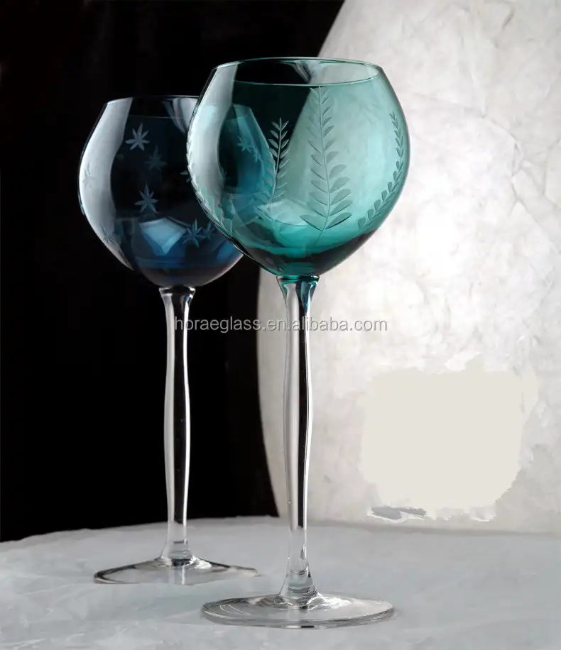 Bule色のワイングラス/人気の赤ワイングラス/エンボス付き飲用グラス