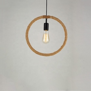 Retro cuerda de cáñamo, luz colgante E27 Loft decorativa rústica lámpara de - Product Image 4