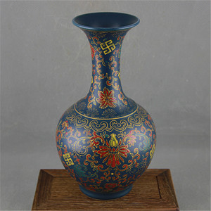 Jingdezhen प्राचीन हस्तनिर्मित famille गुलाब सिरेमिक डार्क ब्लू vases के लिए संग्रह