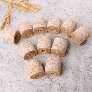 Lace Burlap <strong>Ribbons</strong> 2 Inch Burlap <strong>Ribbon</strong> Rolls with <strong>Jute</strong> Twine for Gift Wrapping DIY Crafts Weddings - Product Image 3
