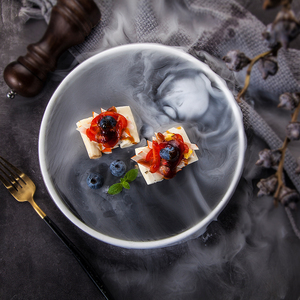 Restaurant japonais, plats en <span class=keywords><strong>glace</strong></span> sèche noire et blanche, assiette à sushi noire - Product Image 2