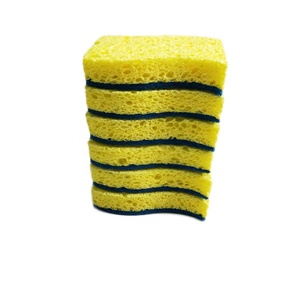 ESD Heavy Duty S Hình Dạng Chà Làm Sạch Miếng Bọt Biển Cellulose Nhà Bếp Tự Nhiên Cleaner Gỗ Bột Giấy Xốp - Product Image 4
