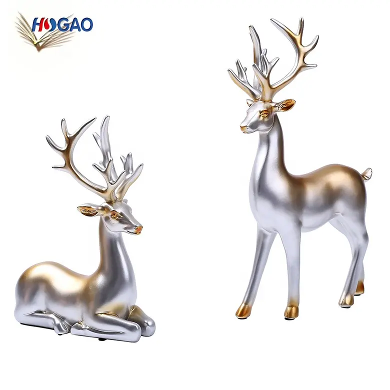 Home decor creative european style home furnishing China new innovative product home decor craft figurines silver resin deer