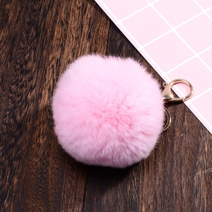 Yongze felpa Faux conejo piel POM bola adorna <span class=keywords><strong>el</strong></span> monedero elegante llavero accesorio de moda con llavero - Product Image 2