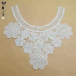 Foheel — col en dentelle pour robe, Design de broderie, matière coton, guipure, crochet