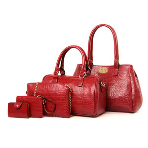 Personalizzato nuovo modello <span class=keywords><strong>a</strong></span> buon mercato imported 5 pezzo set in vera pelle di coccodrillo delle signore tote borse del sacchetto - Product Image 3