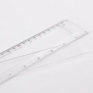 Régua de escala de plástico personalizada, régua de 30cm de plástico real transparente para estudantes da escola