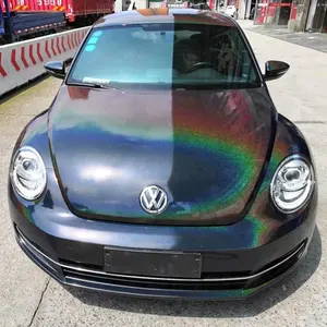 Rainbow Laser Color Changing Xe Bọc Prisma Holographic Ngọc Trai Vinyl Phim Đen