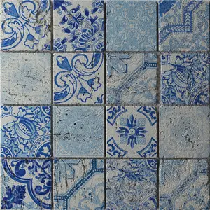 Artistic wall mosaic Luxury blue marble mosaic tiles