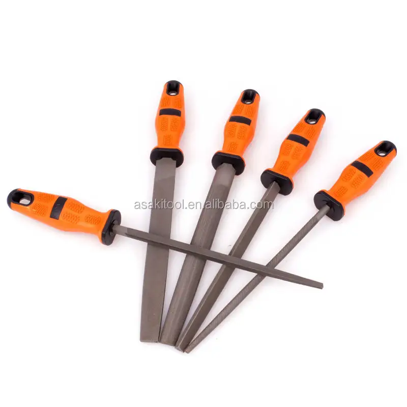 High quality T12 carbon steel file sets with wooden handle flat/triangle/Taper/Half Round 5pcs File Set For wood metal