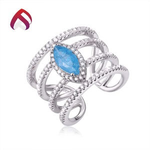925 plata esterlina <span class=keywords><strong>diamante</strong></span> oval gran ópalo anillos con CZ - Product Image 2