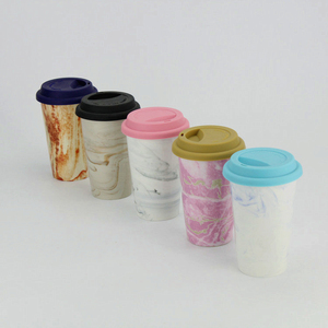 Regalo de <span class=keywords><strong>Navidad</strong></span> alivio diseño único mármol impreso café doble pared taza de viaje de cerámica - Product Image 2