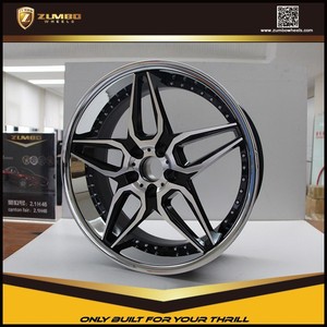 ZUMBO A0076 Noir Machine Visage Avec Chrome Lèvre En Acier Inoxydable Voiture 22 "Jantes En Alliage Jantes - Product Image 2