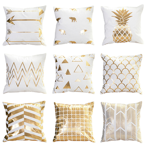 Diskon besar penutup bantal emas gelombang dekoratif kustom bantal lempar lapis emas