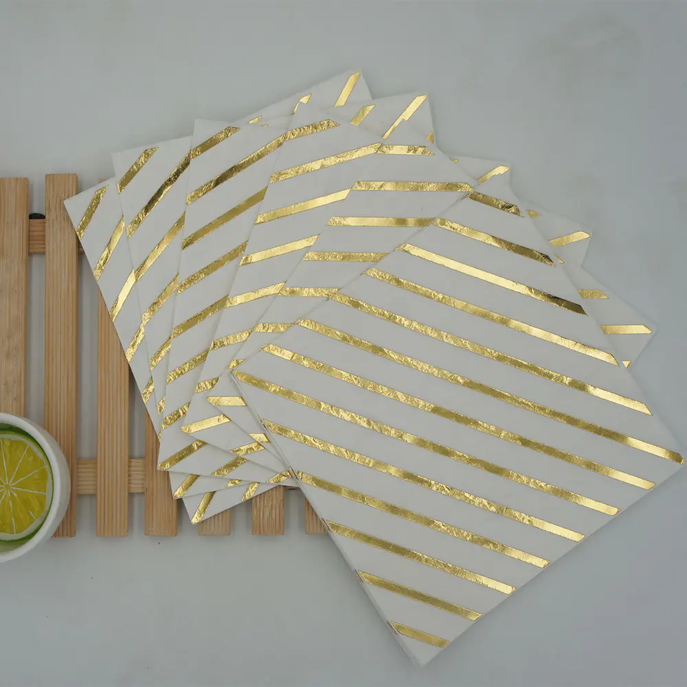 Guardanapos de papel estampados folha de ouro personalizada para festa de coquetel