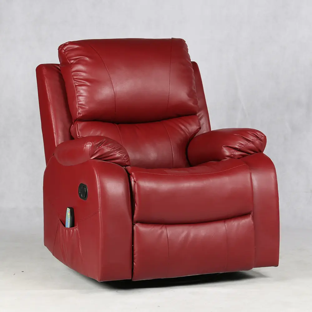 Modern European style Leather Reclining Massage One Seater Seat Cinema Living Room Manual Single Recliner Sofa