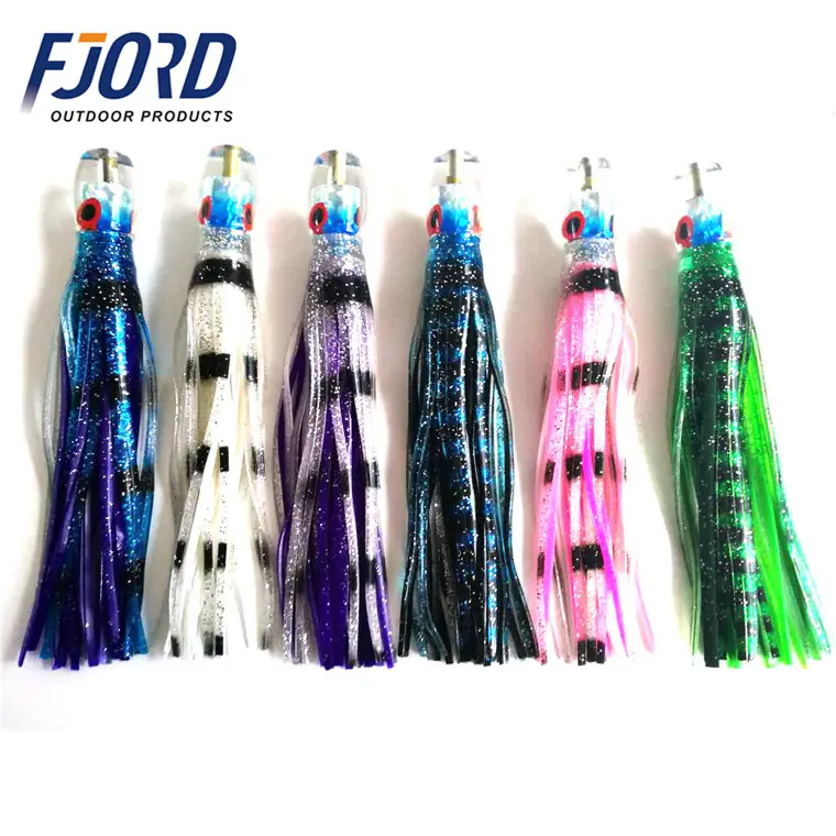 FJORD Octopus Bait Marlin Squid Trolling Luresレジンヘッドイカスカート付き