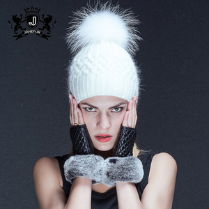 Without label White Rabbit wool raccoon fur tassel knitted hat - Product Image 4