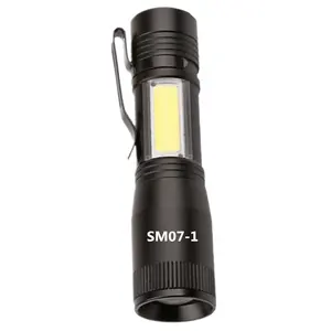 Venta caliente Focus Zoomable COB Pen Torch 3 modos de aluminio impermeable Mini linterna Led con clip