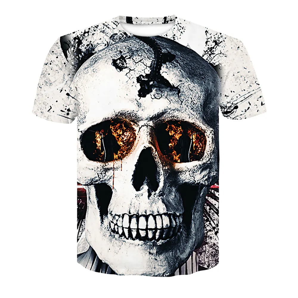 Yetişkin yaş grubu ve gömlek ürün türü kafatası 3D t-shirt