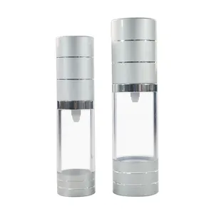 Silber 10ml 30ml durchsichtige Airless-Sprüh pumpen flaschen aus Kunststoff mit silbernem Verschluss