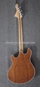 Chitarra Elettrica Jazz Weifang Rebon a 6 Corde con Doppio Foro a F in Acero Fiammato - Product Image 5