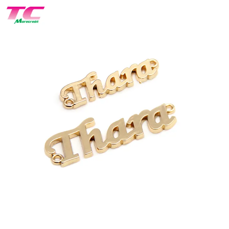 Antioxidant Shiny Gold Private Metal Label For Bikini Swimwear Custom Metal Logo Accessories