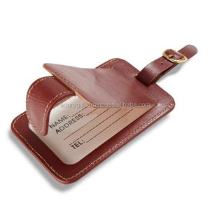 Étiquette de bagage en cuir véritable marron en vrac avec fermeture à verrouillage magnétique Accessoire de voyage élégant et durable - Product Image 1