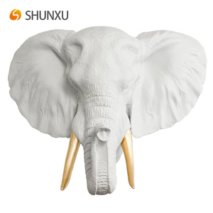 Buste de tête <span class=keywords><strong>d</strong></span>'éléphant en résine artificielle, <span class=keywords><strong>d</strong></span>écoration animale en résine, faux taxidermie, <span class=keywords><strong>d</strong></span>écoration taxidermique, art mural - Product Image 3