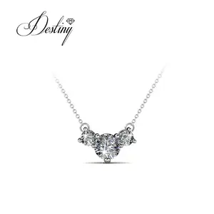 Premium Austrian Crystal Jewelry Sterling Silver 925 / Brass Crystal V Letter Charm Pendant Necklace Destiny Jewellery