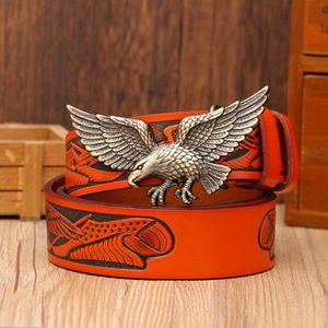 Cinturón de Cuero Estilo Western con Hebilla 3D de Águila, Cinturones de Piel de Vaca para <span class=keywords><strong>Hombre</strong></span>, Correa Casual con Hebilla Metálica para <span class=keywords><strong>Vaquero</strong></span> - Product Image 4