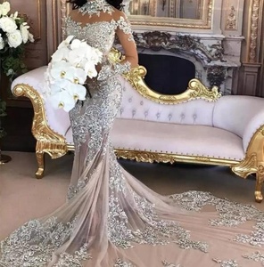<span class=keywords><strong>Robe</strong></span> de mariée évasée, tenue de luxe, col haut, perles de poissons - Product Image 3