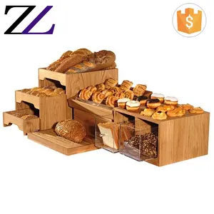 F & B prese di legno buffet utensili articoli da tavola flusso rustico cornice pane espositore buffet di legno cubo riser set riser