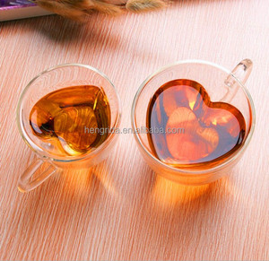 6oz 8oz tasse à café en verre en forme de coeur résistant à la chaleur Bistro tasse en verre à <span class=keywords><strong>double</strong></span> <span class=keywords><strong>paroi</strong></span> <span class=keywords><strong>verres</strong></span> à boire avec poignée pour thé café - Product Image 2