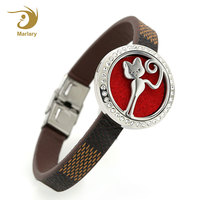Bracelet de diffuseur d'arômes de parfum en acier 316 Bracelet de diffuseur d'arômes en cuir pour hommes avec logo personnalisé