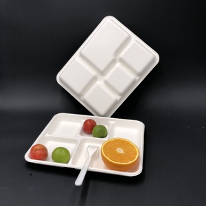 Nouveau produit tendance compostables bagasse de canne à sucre vaisselle biodégradable à 5 compartiments <span class=keywords><strong>plateau</strong></span> de déjeuner - Product Image 3