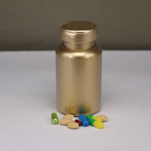 Botol kemasan suplemen kapsul obat kelas makanan hewan peliharaan berlapis warna emas & perak 200ml dengan tutup atas Flip - Product Image 3
