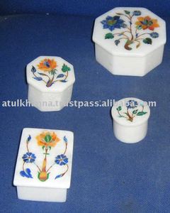 Cajas de Joyería con Incrustaciones de Mármol Blanco Puro en Múltiples Formas - Product Image 1