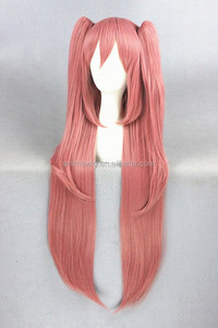 วิกผมสีชมพูยาวตรงยาว90ซม. วิกผมคอสเพลย์อะนิเมะสังเคราะห์มีหางม้าสองตัว - Product Image 4